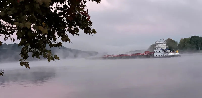 Picture This: Barge on a foggy Ohio River
